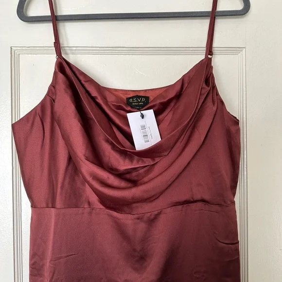 NWT Sugarlips Sydney Satin Gown | Size XL | Color: Cinnamon / Rust / Copper - Picture 4 of 7